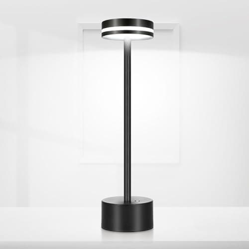 Neoglint Lampe de Bureau Sans Fil, Lampe de Table Tactile À Intensité Variable, 4000 mAh, 7,5 W, Lampe de Chevet Portable en Métal Rechargeable de 31 cm de Haut (Noir)