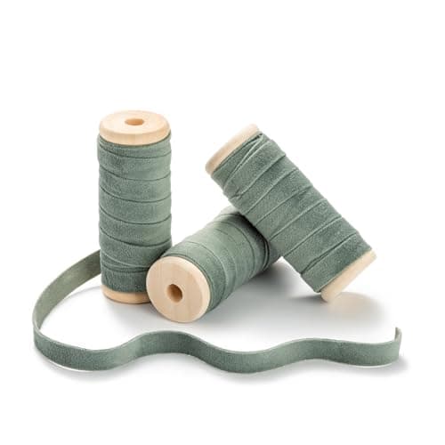 CHUQING 3 rouleaux de ruban en velours vert clair 13,7 m x 1 cm