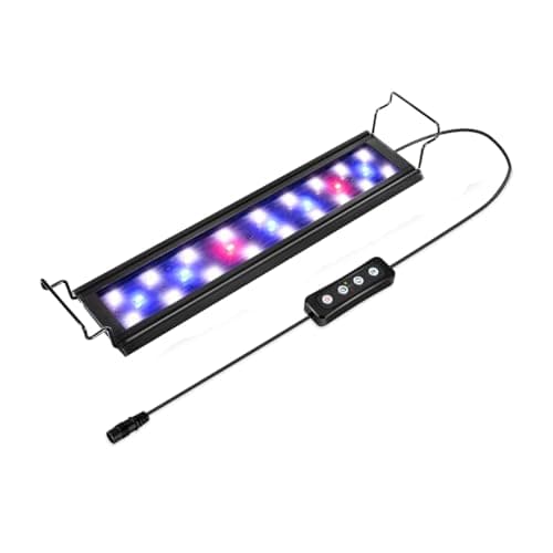 Hygger 9W Lampe Led Aquarium, 28-48cm Rampe Led avec Minuterie, Dimmable, Support reglable, pour Eclairage(Blanc, Bleu, Rouge)