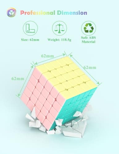 ROXENDA 5x5 Cubes Magiques, 5x5x5 Jouets pour la Concentration et Les Exercices de Combinaison, sans Autocollants, avec Macarons, Couleurs Vives, pour Enfants et Adolescents (5x5x5)