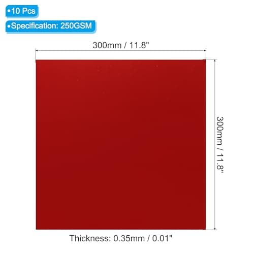 PATIKIL Feuilles de Carton Miroir Métallique 12"x12", Lot de 10 Feuilles de Carton Rouge en Papier Aluminium Réfléchissant 250gsm Pour Scrapbooking, Affiches, Bricolage