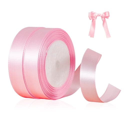 Bieiyhe 2 Rouleaux Ruban Satin Rose 20mm X 22m Ruban Cadeau Emballage Tissu Ruban Bouquet Mariage Ruban Decoratif Satin Polyester Ruban Satin Noel Rubans pour Couture, Présents, DIY Artisanat