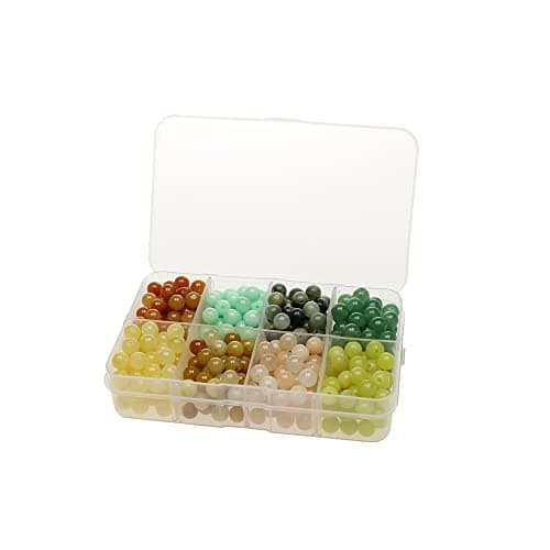 MJDCB 400pcs 6mm Pierre Perles Kit Rondes En Vrac Pierres Semi Précieuses Aventurine et Perles de Jade pour Bracelet Collier Fabrication de Bijoux Multicolore 006