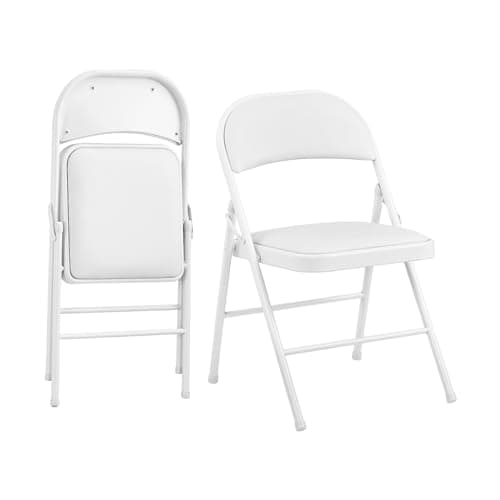 KAIHAOWIN Lot de 2 Chaise Pliantes Rembourrées, Chaises Pliantes avec Dossier et Sièges Rembourrés pour Les Réunions de Restauration événements de Mariage, Blanc