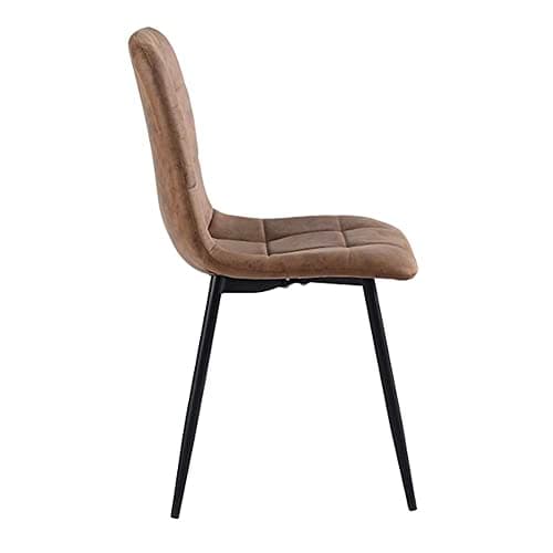 Colenis® - Chaises de Salle à Manger Ela - Lot de 4 - Cognac - Microfibre - Chaise de Cuisine - Pieds en métal Stable
