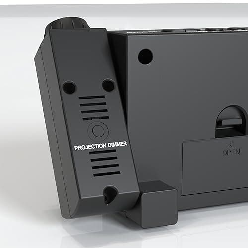 Réveil à Projection Plafond Heure, Horloge Enfant et Murale, 7" Grand Écran LED Reveil Projecteur 180°, Luminosité Réglable à 5 Niveaux, Double Alarme, Snooze, Charge USB, 12/24H