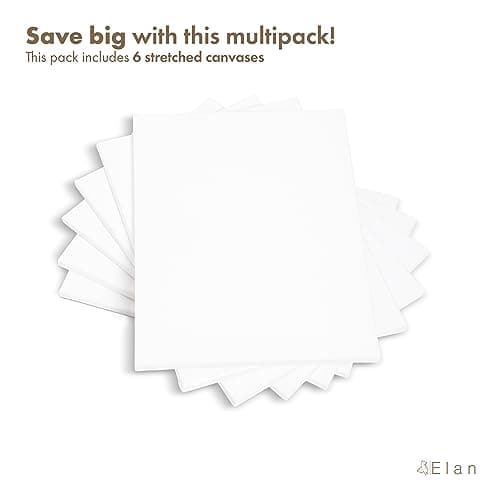 Elan Toile à Peindre 30x40, 100% Coton 6-Pack de Toiles Pré étirées, Toile Peinture, Toile Vierge, Canvas Toile Peinture, Toiles Peinture, Toiles à Peindre, Chassis Entoilé, Toile a Peindre