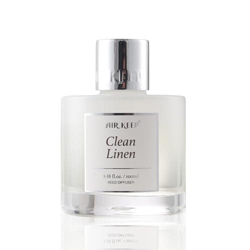 Airkeep Diffuseur de Parfum Clean Linen, Diffuseur Parfum Maison avec 8 Bâtonnets Diffuseur Parfum, Decoration pour Chambre, Salon, Salle de Bain, Bureau, 100ml