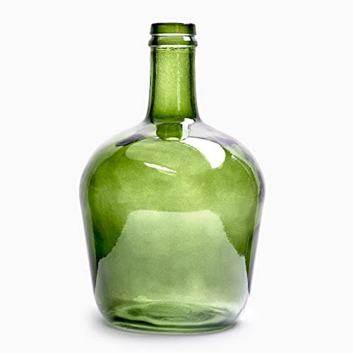 Pot en Verre Damajuana Artisanal 4L Lisa - Bouteille en Verre Style méditerranéen pour décoration de Maison comme Vase ou Vase (Vert Olive)