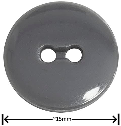 AERZETIX - C65536 - Lot de 50 Boutons à coudre ronds Ø15x2.2 mm à 2 trous L24 24L en plastique - couleur: gris foncé - diamètre de l'ouverture 2 mm - mercerie couture vêtements décoration