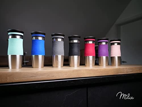 Milu Mug Isotherme Etanche 370ml, 450ml I Thermos Café-Thé I Tasse isolée pour café et thé à emporter, Double Paroi Isolée sous Vide, Acier Inoxydable I Tasse de voyage Chaud & froid (370ml, Rose)