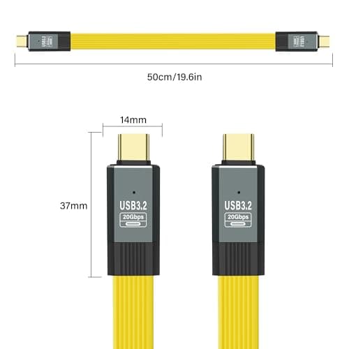 SinLoon Câble USB C vers USB C Câble de charge rapide USB 3.2 Gen 2, support charge rapide 5A/100W, transfert de données 20Gbps, sortie vidéo 8K à 60Hz, compatible Thunderbolt 3 pour -Jaune