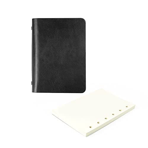 LERANXIN Petit Carnet, Cahier de Poche A7, Mini Classeur 6 Anneaux, Confortable à Tenir Cahier Page Blanche, Bloc Notes à Feuilles Mobiles avec Papier Rechargeable