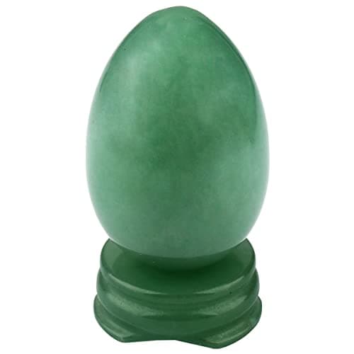 Nupuyai 4.5cm Aventurine Verte Naturelle Pierre de Cristal en Forme d'oeuf avec Support, œuf decoratif en Pierre Semi-précieuse Polie pour Décor de Bureau et Chakra Reiki