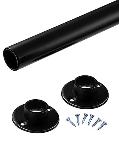 Gedotec placard tube acier inoxydable noir vêtements rond placard bar pour vêtements armoires penderie | 1300 mm rond | Tube meuble Ø 20 mm | Acier inoxydable noir - rail garde-robe vintage - 1 pièce