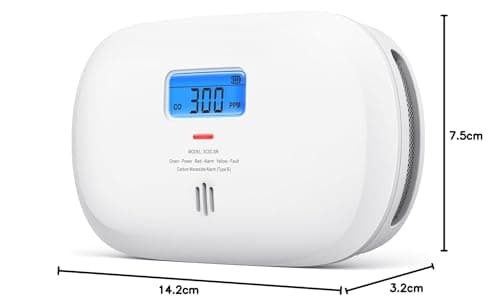X-Sense Détecteur de Monoxyde de Carbone, Détecteur de CO à Pile Remplaçable avec Affichage Numérique, Alarme de Monoxyde de Carbone Portable avec Mémoire de Valeur de Crête de CO, XC0C-SR