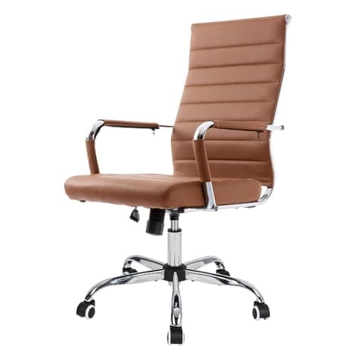 UEV Chaise de Bureau Ergonomique Kolumbus Cuir PU, Moderne avec roulettes et Accoudoirs, Hauteur Réglable, Pivotant Universel, Capacité de Poids jusqu'à 150kg, Brun