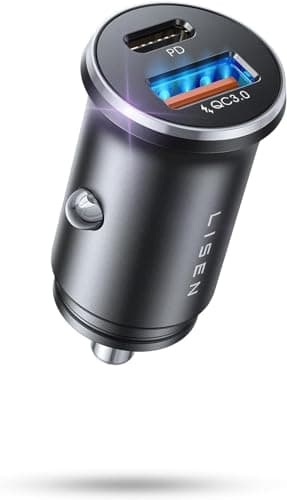 LISEN Chargeur Allume Cigare USB C, PD 36W & QC 18W Chargeur Voiture Rapide3.0, Mini Alumencigare USB C, Prise Allume Cigrae 12 V pour iPhone 17 Pro Max 16 15 14 13 Galaxy S24 23 iPad Tablette Airpods