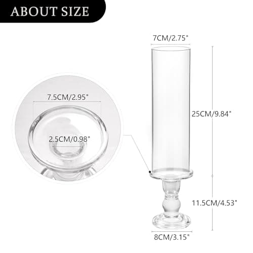 Lot de 2 bougeoirs Hurricane en verre transparent de 35,1 cm de haut pour bougies coniques, bougeoirs en verre pour centre de table, fête de mariage, salle à manger, événement