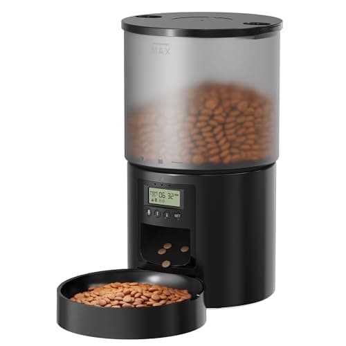 Distributeur Croquettes Chat Automatique: Gamelle pour Chiens avec Minuterie Programmable - 1-6 Repas par Jour avec Appuyez sur Le Couvercle et Fonction D'Enregistrement 10s - 4L Noir