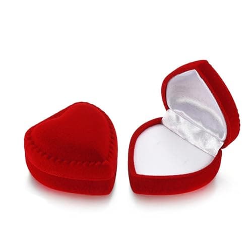 SURALIN 1 Pièce Boite Bague en Forme de Cœur, Boite a Bague en Velours Rouge, Emballage Cadeau Ecrin Bijoux Ecrin Bague Boite Coeur Proposition d'anniversaire et de Noël