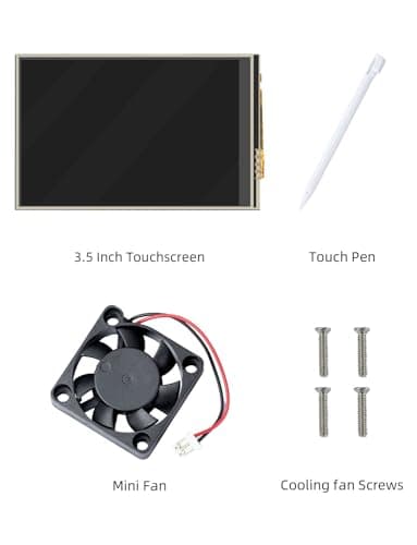 Écran Tactile 3.5 Pouces, 480 x 320 Pixels 60 FPS Mini Moniteur avec Stylet et Mini-Ventilateur pour Raspberry Pi 3/4/5