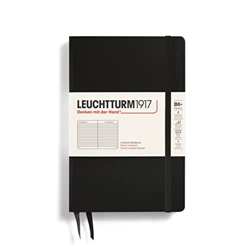 LEUCHTTURM1917 Carnet de notes Paperback (B6+), Couverture rigide, 219 pages num., Noir, ligné