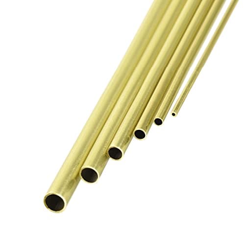METALLIXITY Laiton Tube (1mm-3.5mm OD x 0.2mm Mur T x 300mm L) Paquet 6, Tube droit - pour Maison Ameublement, Machines, Bricolage Artisanat