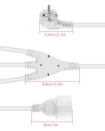 RIIEYOCA Câble d'extension de Contact de Protection, Prise 90 sur 3 Prises, Câble d'extension d'alimentation étanche 16A / 250V pour Une Utilisation en Extérieur, pour la Maison, Le Bureau (Blanc)
