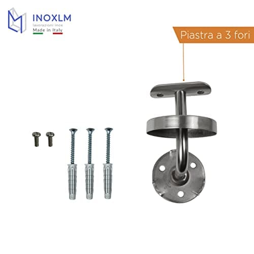 INOXLM Main Courante pour escalier en Acier Inoxydable AISI 304 ⌀ 33,7 mm, Rampe escalier Finition Satinée Fabriqué en Italie, Garde corps escalier pour Intérieur et Extérieur (300cm)