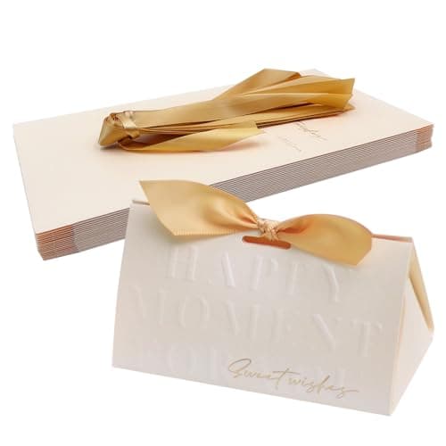 ONEBO 20 Pièces Boîte de Bonbons Mariage,Boîte Papier Cadeau,Boîtes Bonbons Papier,Boîtes à Dragées Mariage, Livré avec un ruban d'attache, Pour Cadeau De Bricolage(Champagne)