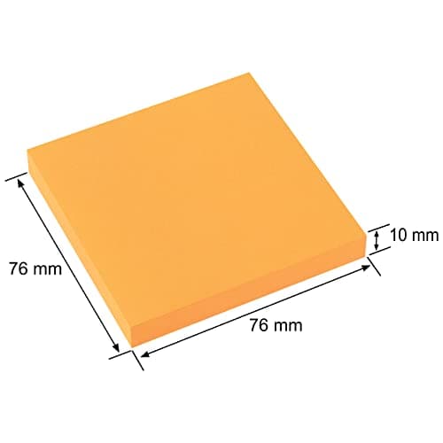 ZCZN Feuillets autocollants 16Blocs Sticky Notes de 8 couleur vive, 76 x 76 mm, 100 feuilles/Bloc Self-sticky Notes, 16Blocs