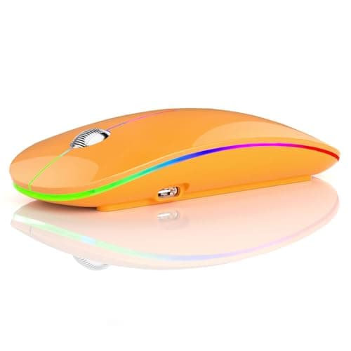 Uiosmuph G18 Souris sans Fil Rechargeable, Souris Bluetooth (BT 5.1+2.4G sans Fil), Silencieuse Gaming Souris et Ergonomique (1200-1600-2400-4800) pour Portable, PC, Ordinateur, Mac (Orange)