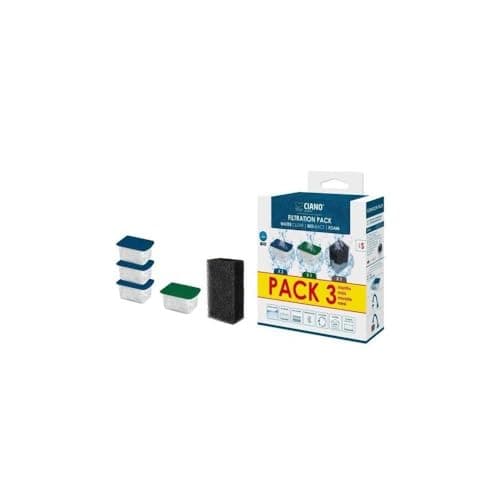 CIANO, Aquarium Consommables - Cartouches de Filtration de Rechange pour Filtre d'Aquarium- Pack 3 mois, Taille S - Eau Cristalline pour Poissons, Sans Impuretés et Sans Odeur - Nettoyage Efficace