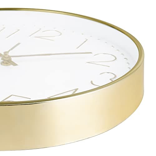 Lafocuse Horloge Murale Or Moderne Silencieuse 30cm, Chiffres 3D Pendule Murale Facile à Lire, Quartz sans Tic-tac Déco pour Salon Chambre Bureau Cuisine