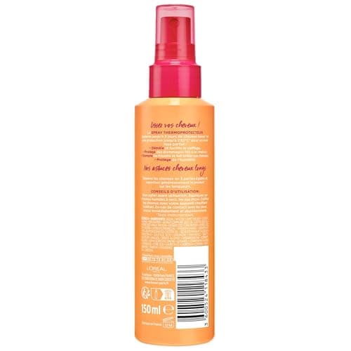L'Oréal Paris - Spray Thermoprotecteur pour Cheveux Longs - Cheveux Lisses et Protégés contre la Chaleur - Huile de Ricin - Elseve Dream Long - 150 ml