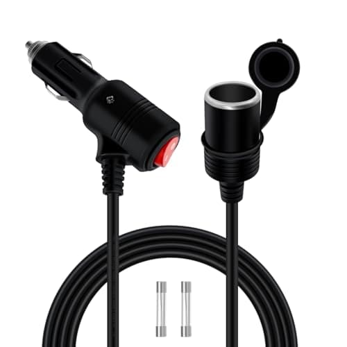 HuaLiSiJi Rallonge Allume Cigare avec Interrupteur 12V 24V Rallonge Cable Allume Cigare Interrupteur 16AWG 2x1.0mm2 Cordon Allume Cigare 15A pour Tachygraphe, GPS, Chien électronique (3 m)
