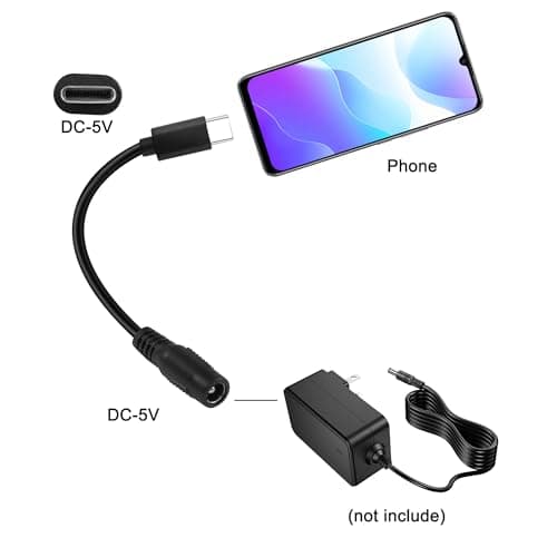 MEIRIYFA USB 3.1 Type-C mâle vers DC 5,5 x 2,5 mm mâle Femelle câble d'extension de Prise d'alimentation pour téléphones tablettes – 25 cm