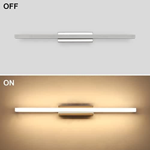 Klighten Lampe Miroir LED Salle de Bains 14W 60cm, IP44 Lumiere Miroir Salle de Bain Moderne, Applique Murale Salle de Bain, 110-240V, 910 Lumen, Blanc Chaud 3000K