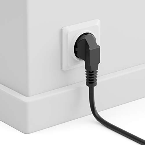 deleyCON 10m Câble d'alimentation Contact de Protection Fiche Type F (CEE 7/4) Coudé à 90° vers Le Connecteur d'alimentation C13 Connecteur Femelle PC Moniteur d'Ordinateur Imprimante Beamer - Noir