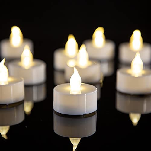 simile Lot de 24 bougies chauffe-plat LED sans flamme alimentées par piles - 100 heures - Pour fête de mariage, vacances, décoration d'intérieur ou d'extérieur (blanc chaud)