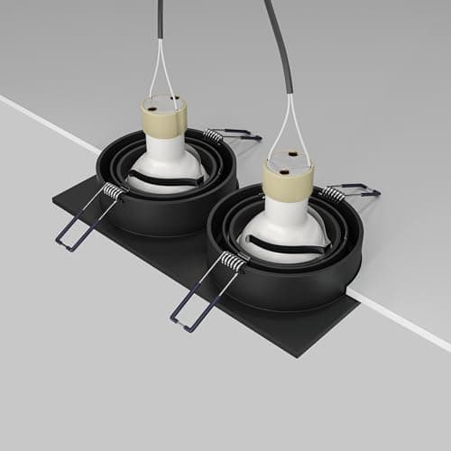MAYTONI, Plafonnier 2 Spot, Atom, Moderne, luminaire, En aluminium couleur noir, dimmable, encastrable, réglable à 25° 2 X GU10 (50W) non incl. 230V