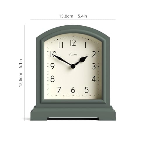 JONES CLOCKS Horloge de cheminée Tavern - Design Traditionnel/Classique - Horloge de Chambre - Horloge de Salon - Horloge de Bureau - Horloge de cheminée - Horloge de Bureau - Petite Horloge (Verte)
