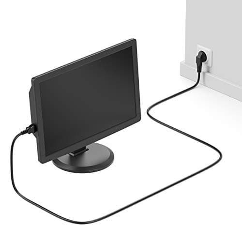 deleyCON 10m Câble d'alimentation Contact de Protection Fiche Type F (CEE 7/4) Coudé à 90° vers Le Connecteur d'alimentation C13 Connecteur Femelle PC Moniteur d'Ordinateur Imprimante Beamer - Noir