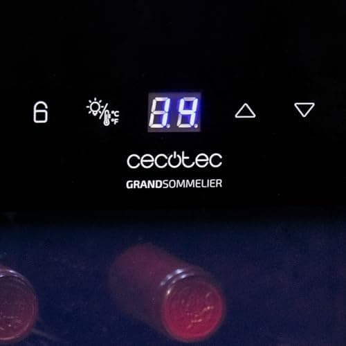 Cecotec Cave a vin Bolero GrandSommelier 1250 CoolCrystal. Cave à vin 12 Bouteilles avec refroidissement thermoélectrique et lumière LED à l'intérieur pour une meilleure conservation.