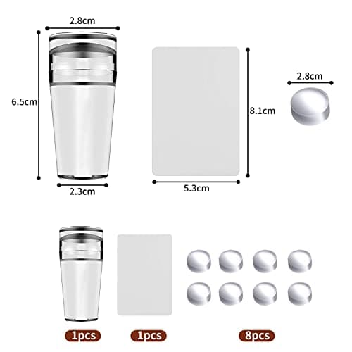 Lot de tampons à ongles 1 pièce - Tampons à ongles - Grattoir - Kit pour manucure française - 8 tampons - 1 grattoir - 1 tampon à ongles - Tampon à ongles - Gel