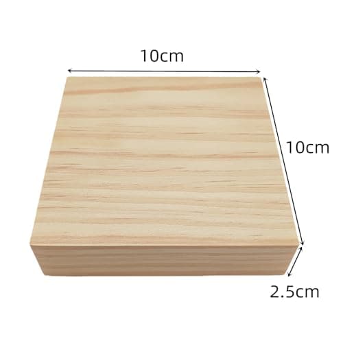 Lot de 12 blocs carrés en bois brut pour travaux manuels, 10 x 10 x 2,5 cm, planches vierges en bois de pin pour sculpture sur bois, dessous de verre en bois, peinture et gravure