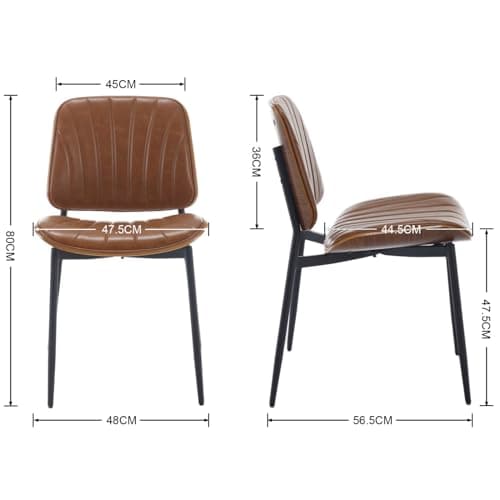 Wahson Chaises de Salle à Manger Lot de 2 Chaise Salle a Manger Cuir PU avec Pied Métal Chaise de Cuisine Moderne avec Dossier, Chaise pour Salle a Manger Confortable, Marron