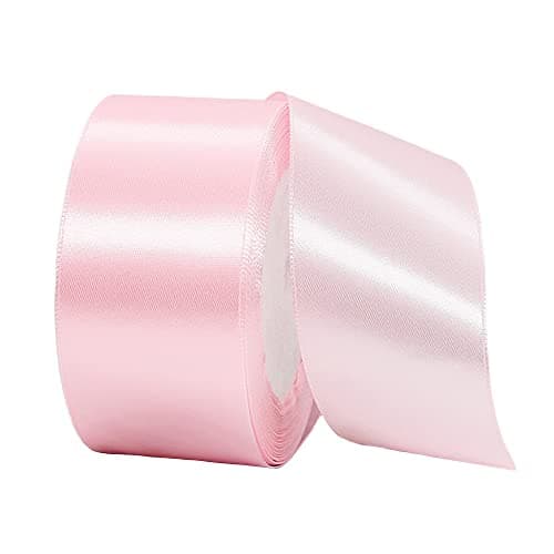 Ruban Satin Rose Gros 40mm,22m Polyester Ruban Satin,Ruban Cadeau Emballage,Ruban Noel Ruban Tissu pour Couture,Nœuds,Artisanat,Bouquet,Décoration de Mariage,Voitures,Anniversaire,Gâteau