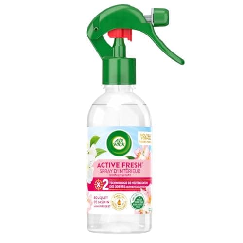 Air Wick Spray Neutralisateur d'Odeurs aux Huiles Essentielles Parfum Rosée du Matin & Jasmin Blanc